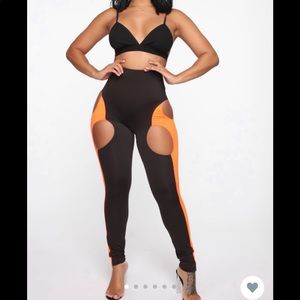 New Fashion Nova Orange and Black Leggings